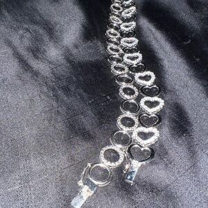 Sterling Silver Line Bracelets one heart one round